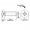 Parafuso Maquina Panela Bicromatizado Phillips M5 x 10MM Din 7985 (Din en Iso 7045)