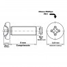 Parafuso Maquina Panela Bicromatizado Phillips M2,5 x 8MM Din 7985 (Din en Iso 7045)