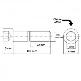 Parafuso Sextavado Interno Allen Cilindrica Aço Liga 12 9 MA 22 x 100 DIN 912 DIN EN ISO 4762