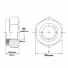 Porca Auto Travante com Nylon Parlock Baixa MA 4 - 0.70 Chave 7 Inox 304/A2 Classe 70 Passivado